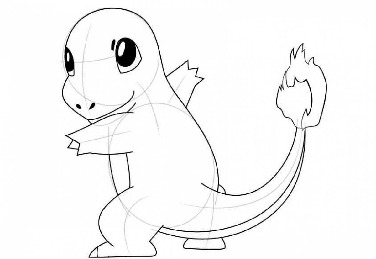 Coloring page graceful charmander pokemon