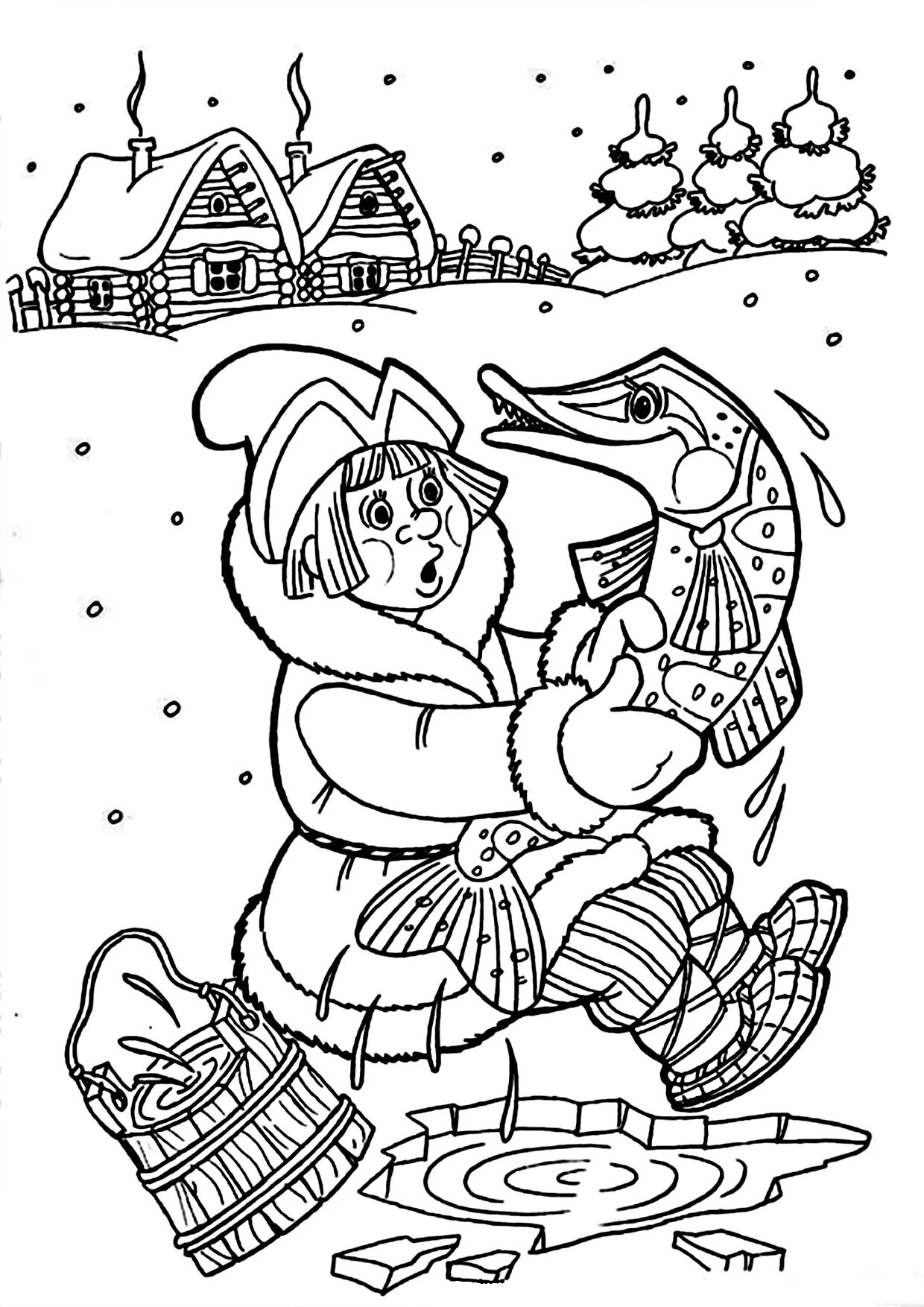Sublime coloring book based on fairy tales for children Russian folk
