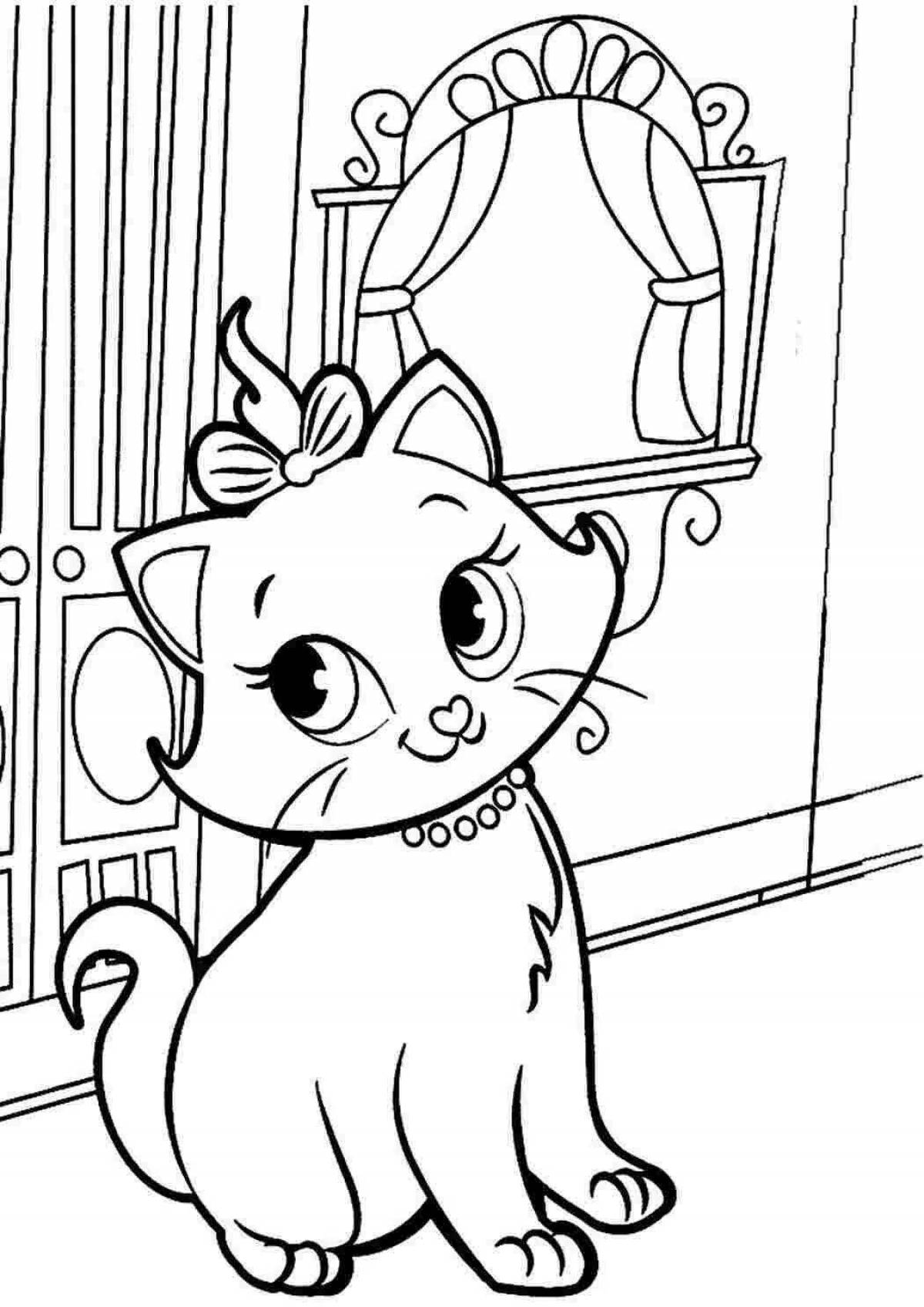 Exquisite kitty coloring book for 6-7 year olds