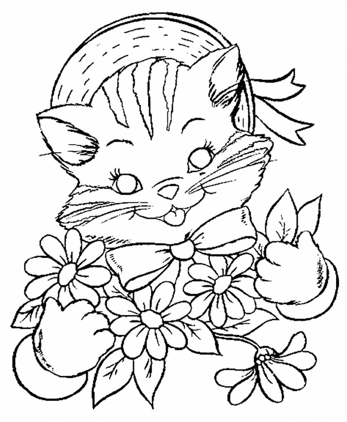 Radiant kitty coloring book for kids 6-7 years old