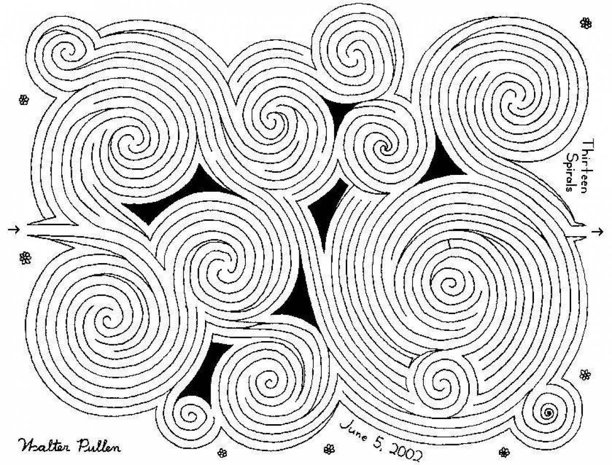 Мистическая раскраска рисунок по спирали