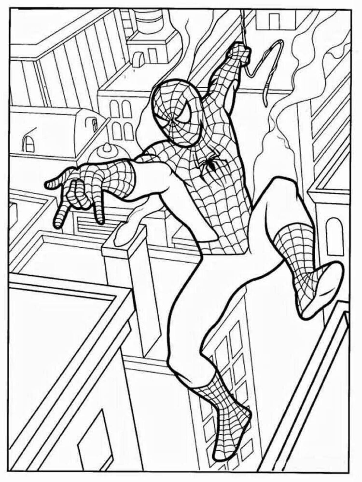 Colorful spiderman turn on coloring