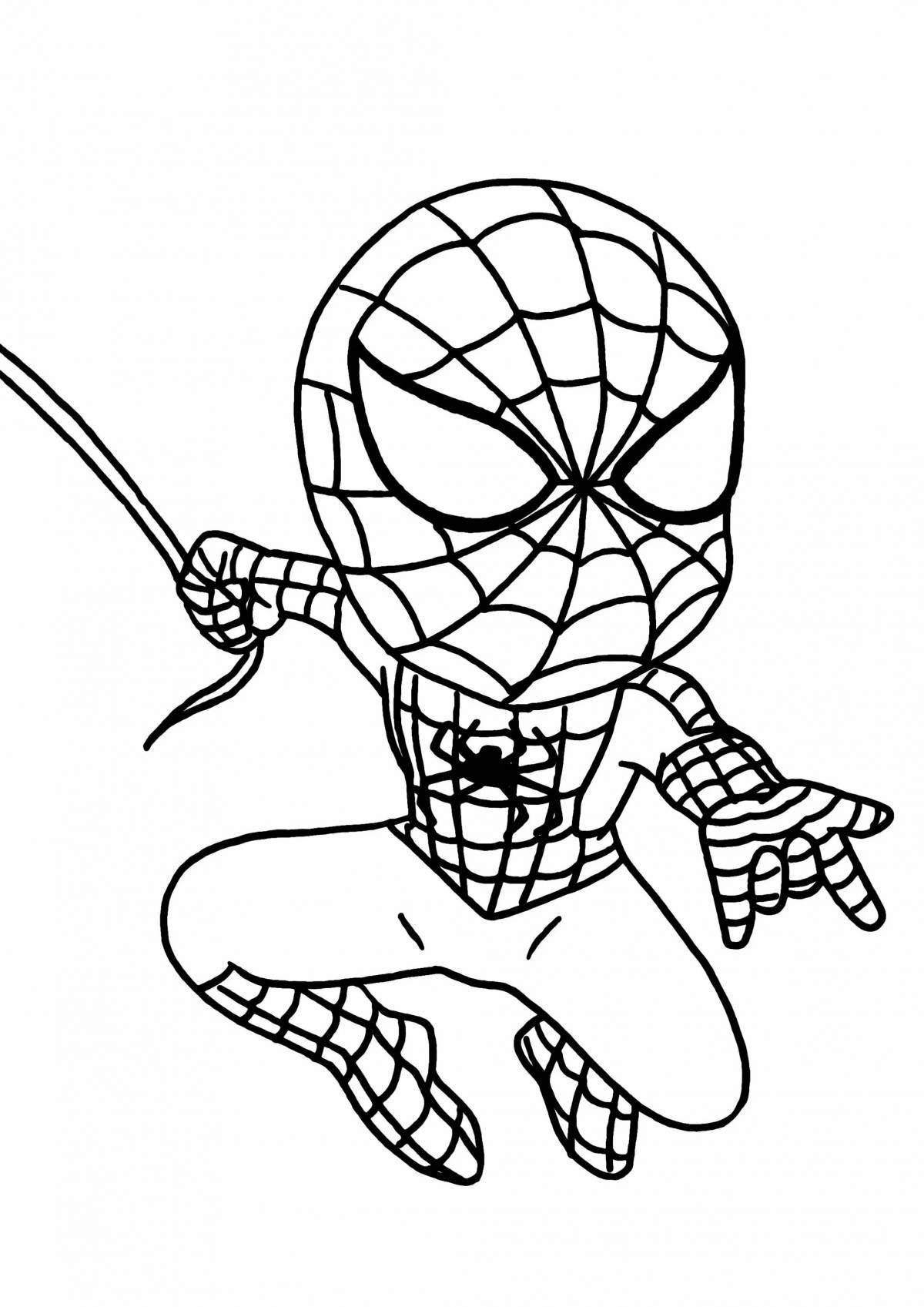 Cheerful spider-man turn on the coloring