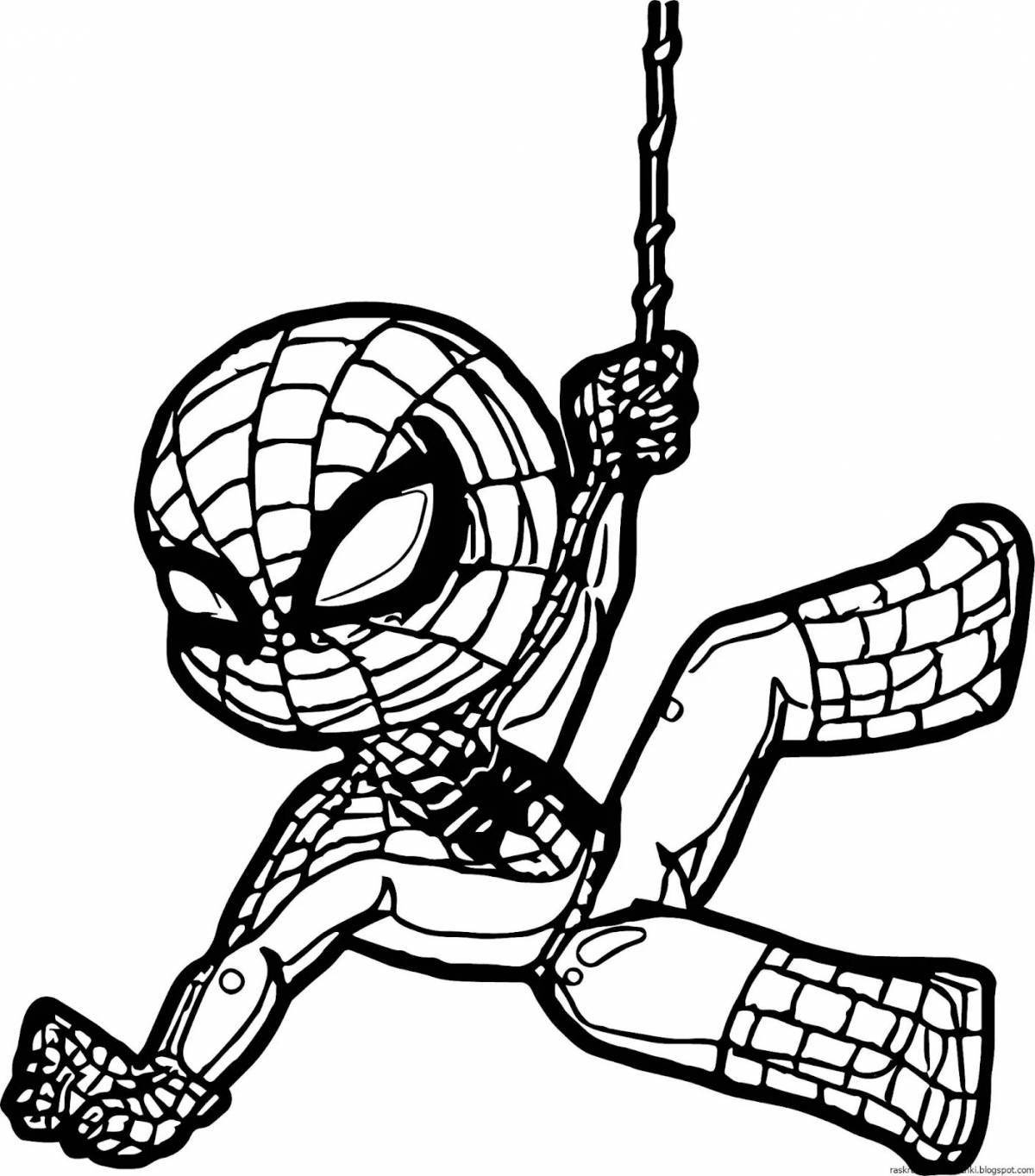 Playful spiderman turn on coloring
