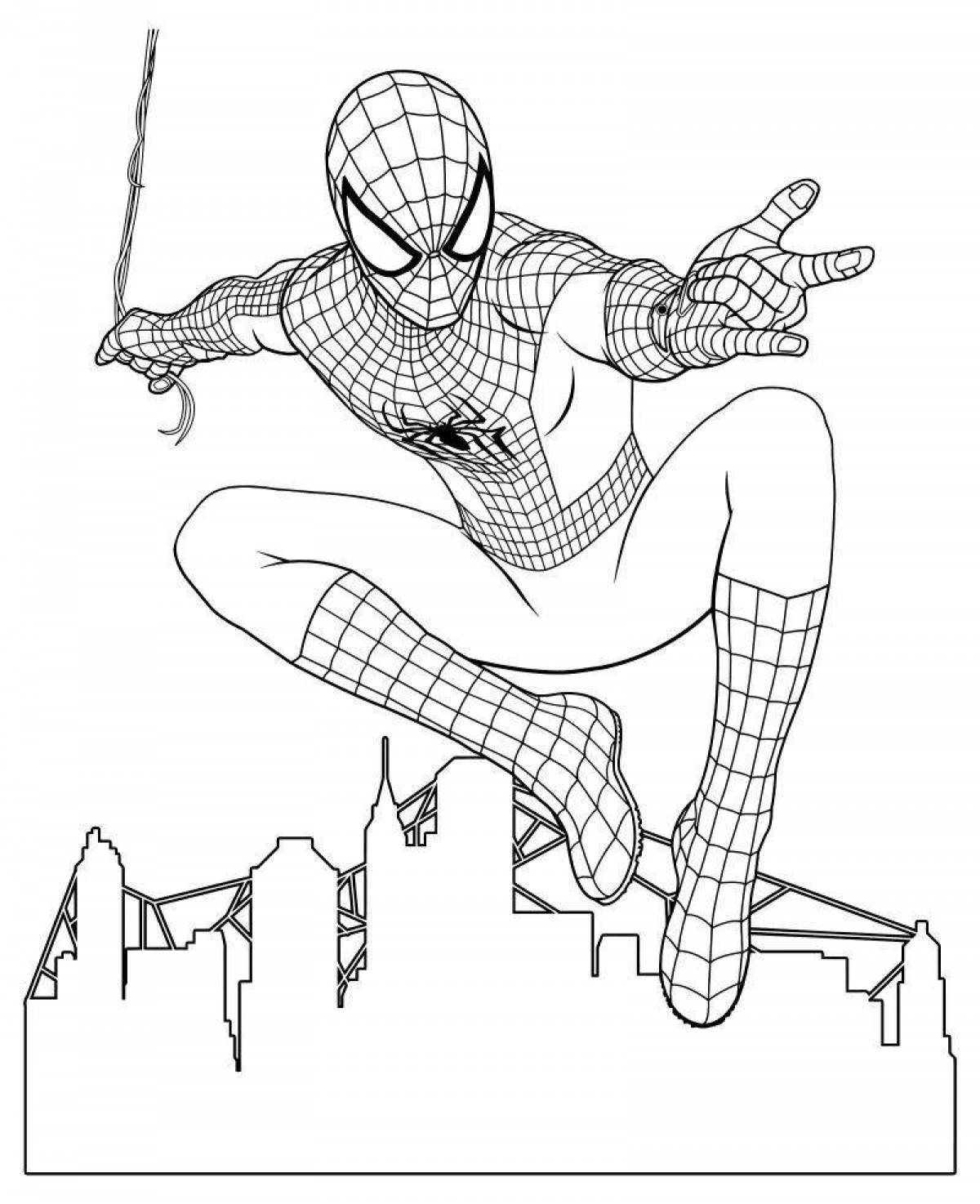 Adorable Spiderman turn on the coloring book