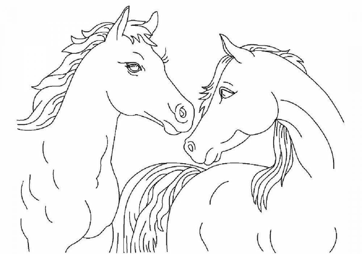 Radiant coloring page beautiful horses