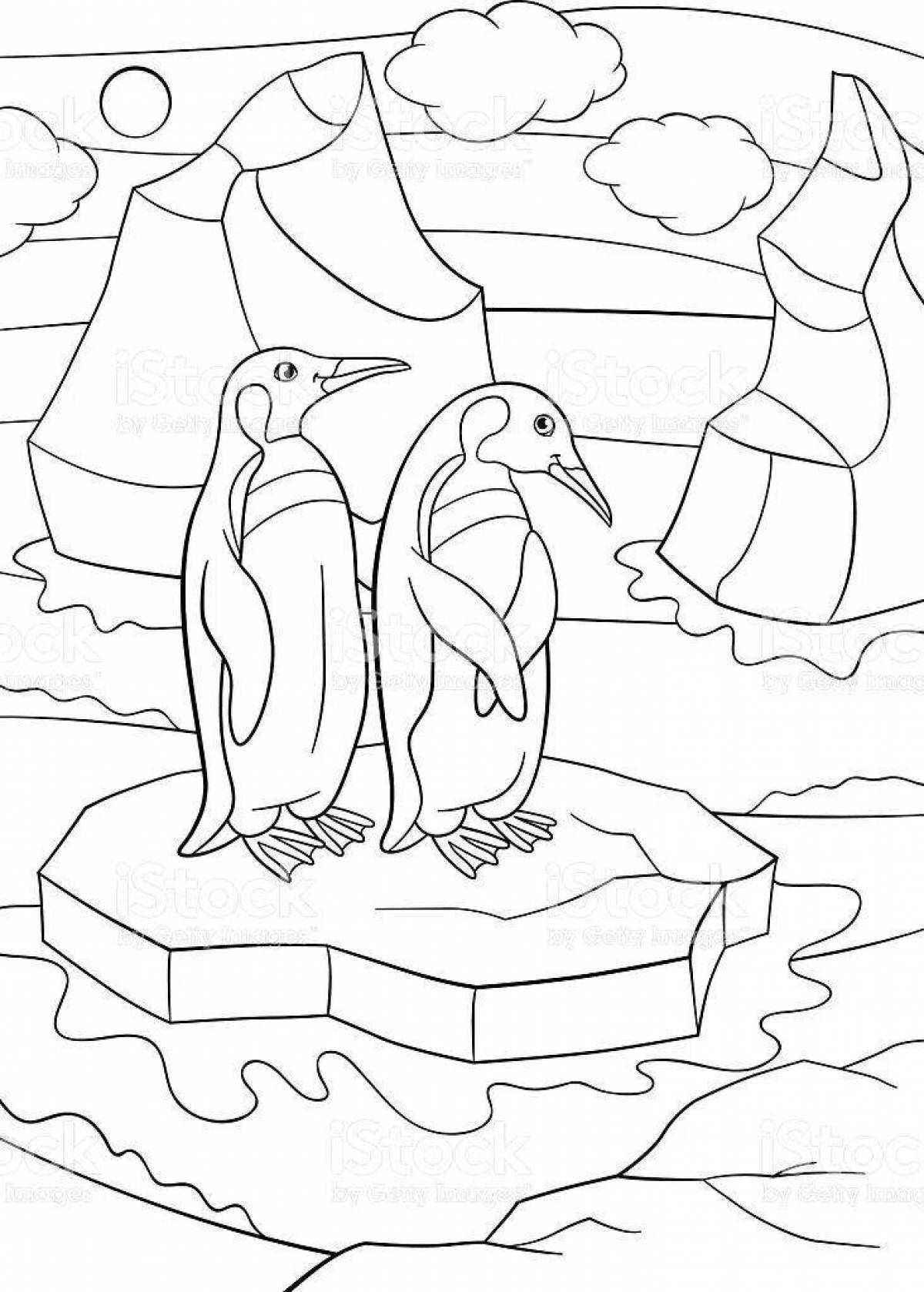 Раскраска «веселый пингвин на льду»