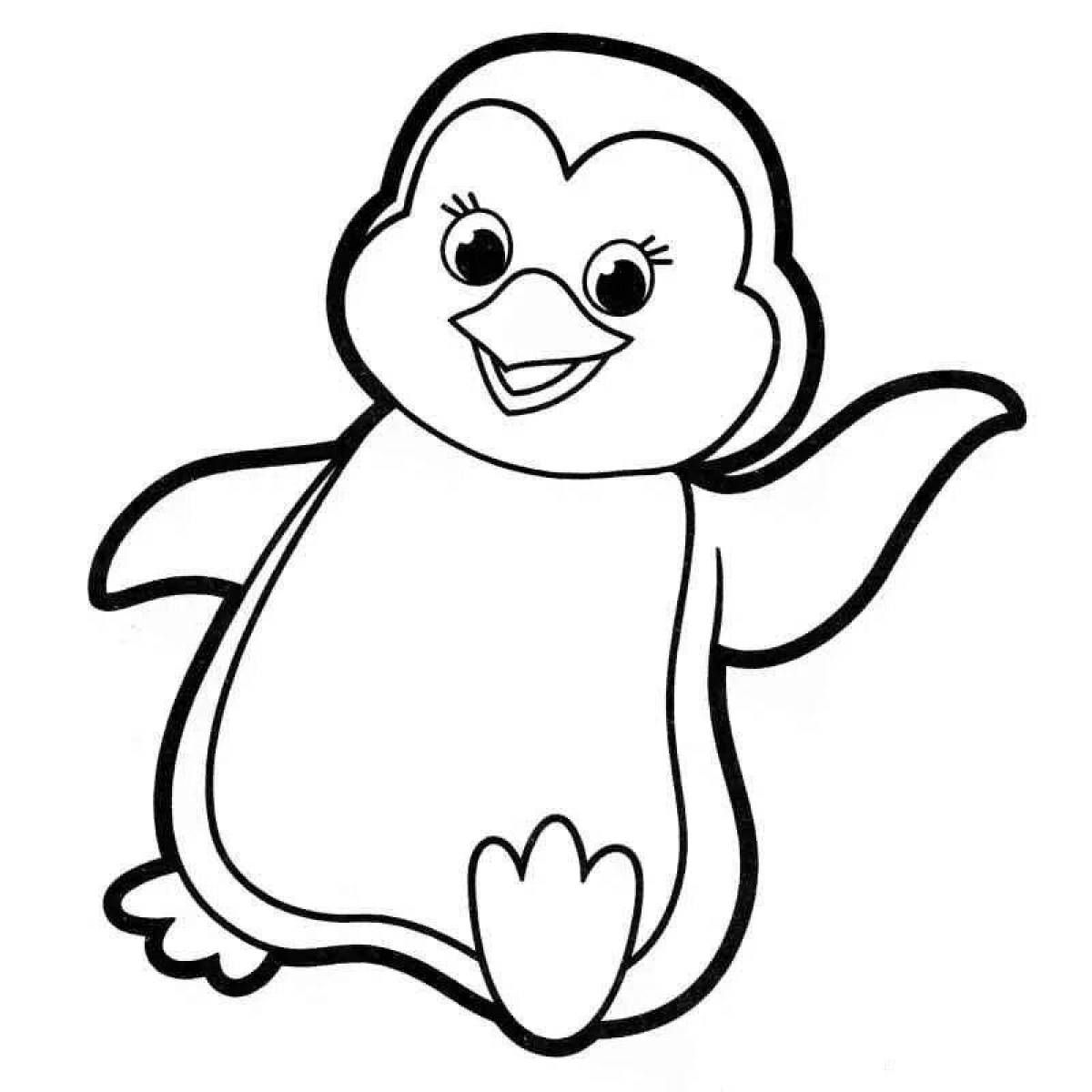 Coloring page glamor penguin on ice