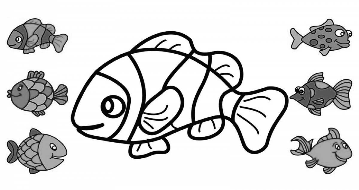 Увлекательная раскраска рыбка для детей 2-3 лет