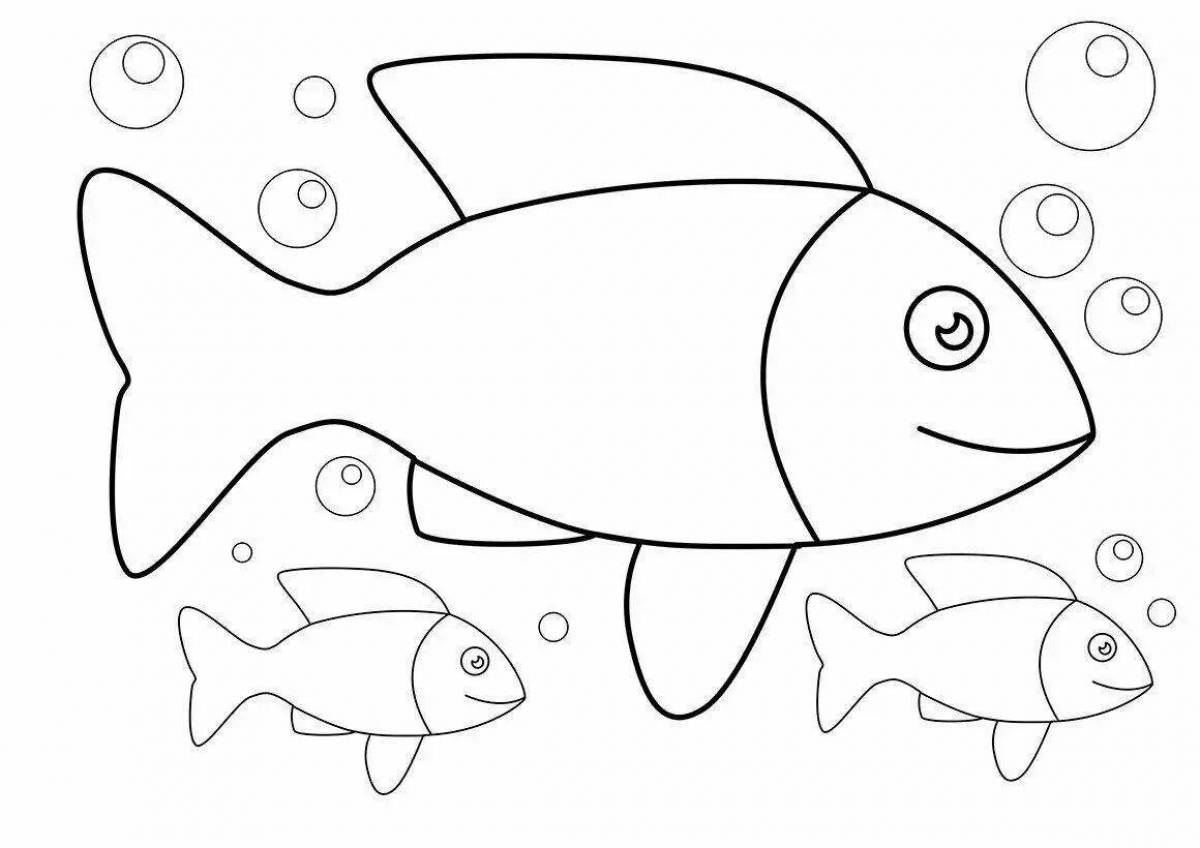 Развлекательная раскраска рыбки для детей 2-3 лет