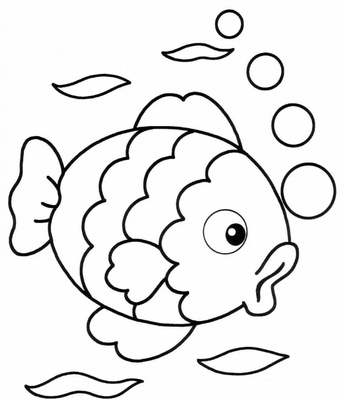 Cute fish coloring book for 2-3 year olds