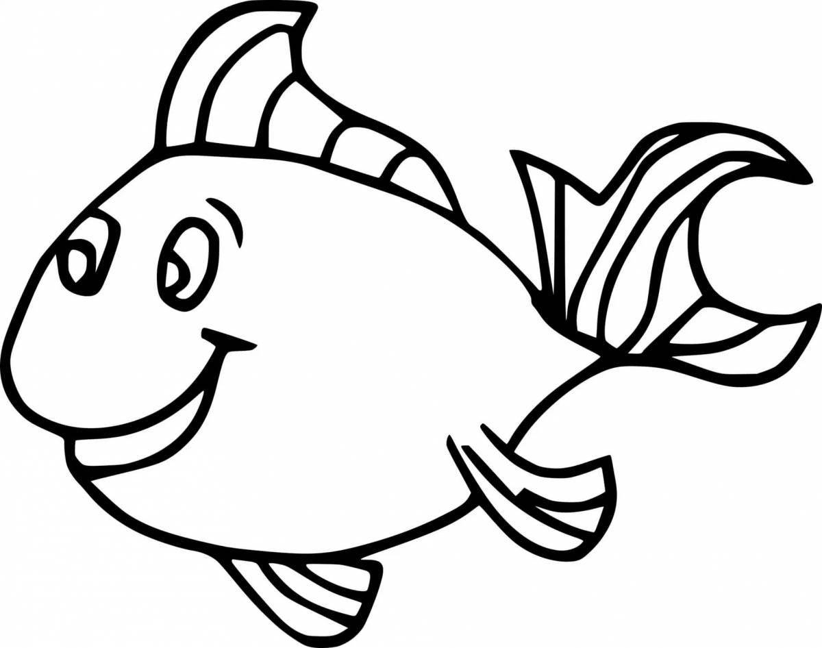 Удивительная страница раскраски рыб для детей 2-3 лет
