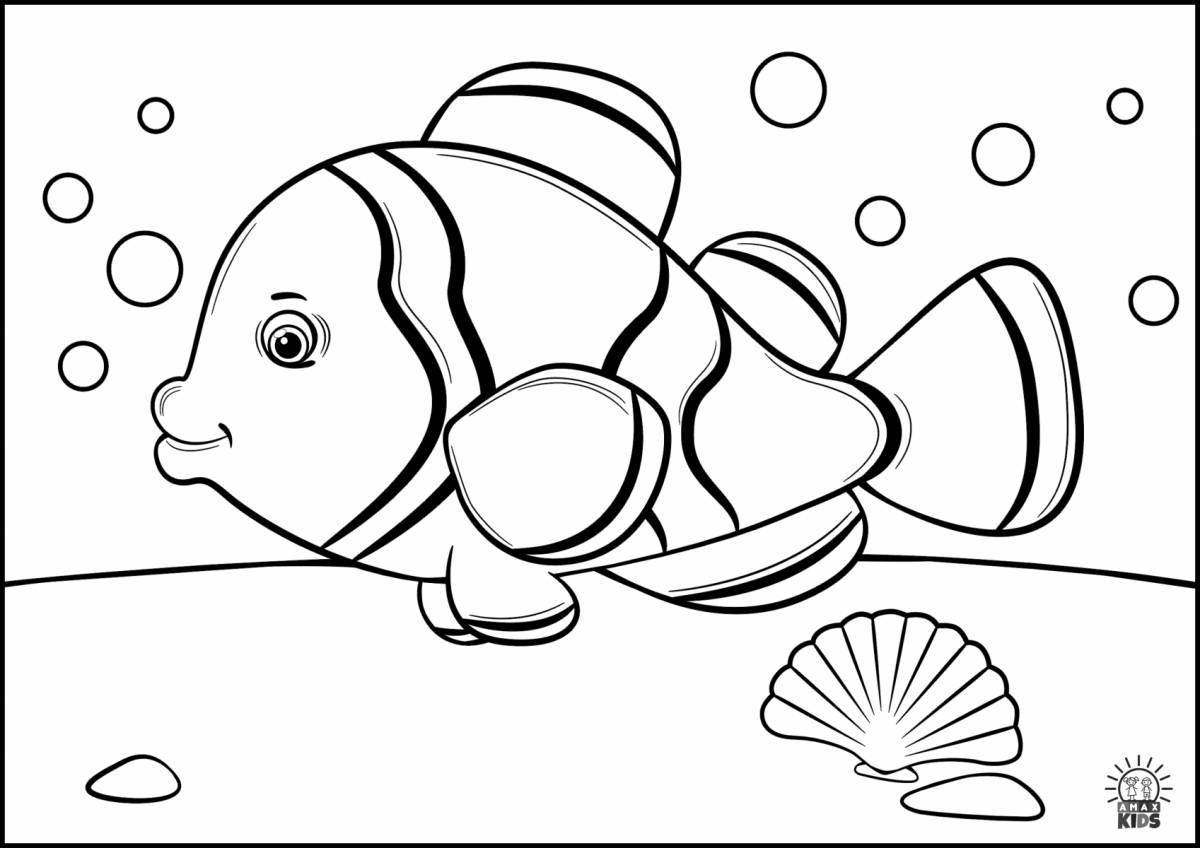 Чудесная рыбка-раскраска для детей 2-3 лет