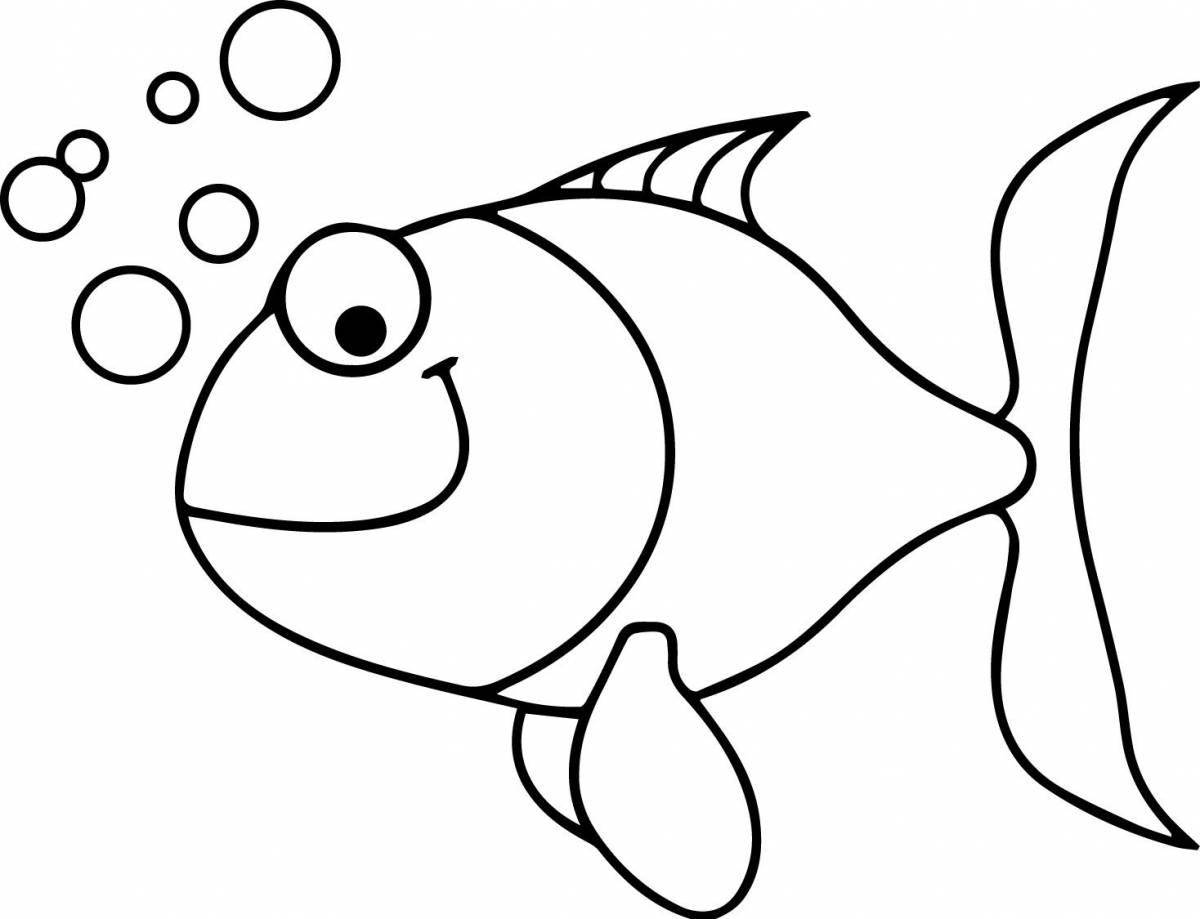 Artistic fish coloring book for 2-3 year olds