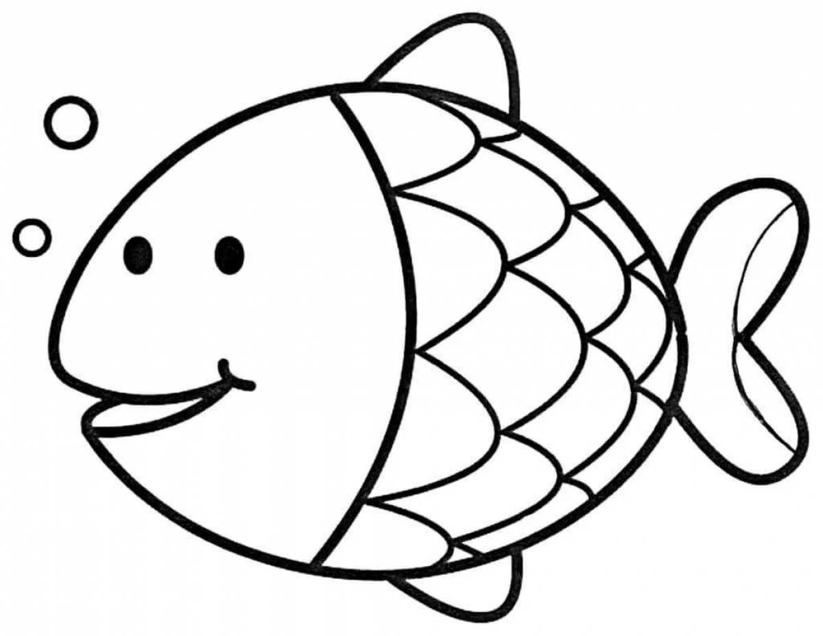Fancy fish coloring pages for 2-3 year olds
