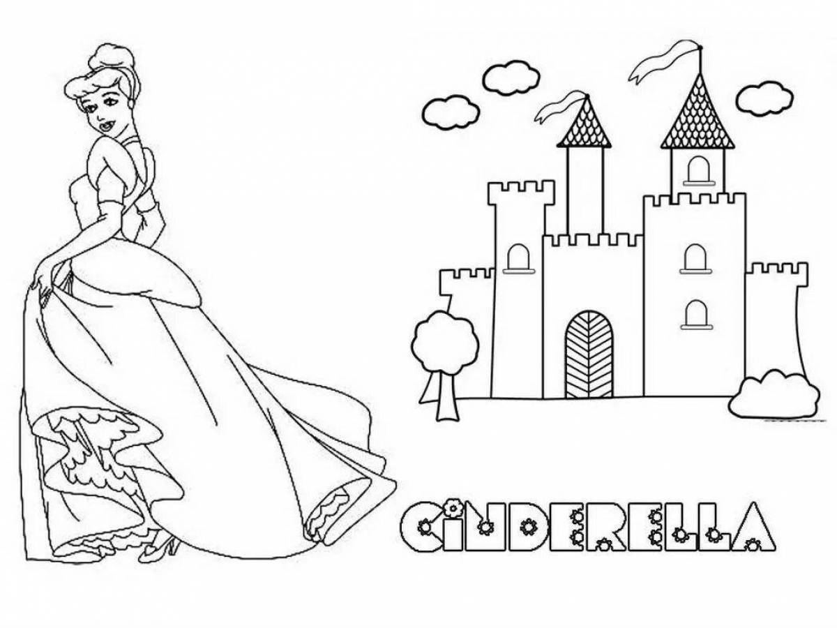 Charming coloring princess in the castle