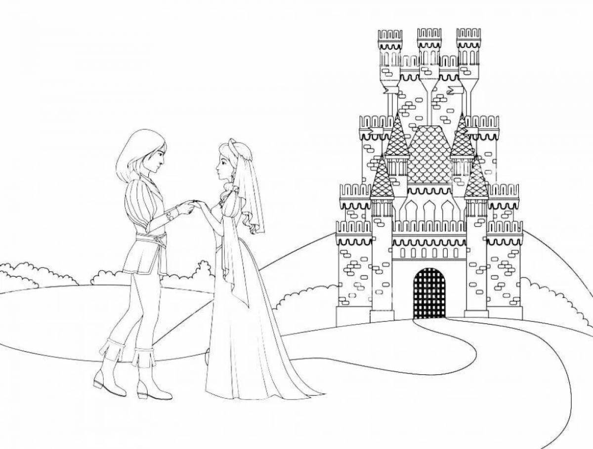 Потрясающая раскраска принцесса в замке