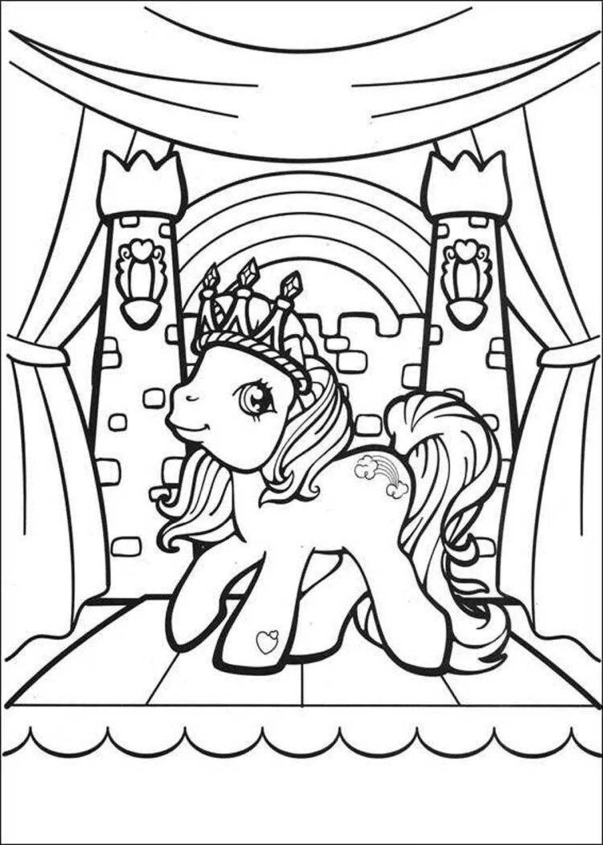 Ornate coloring page princess in the castle