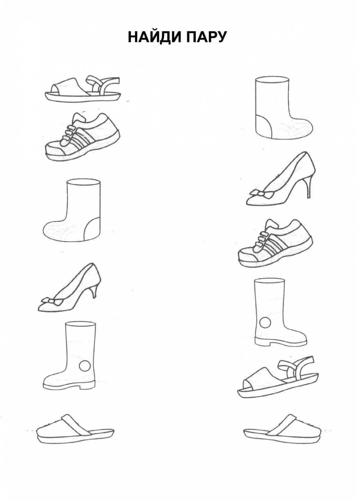 Coloring page adorable shoes for children 4-5 years old