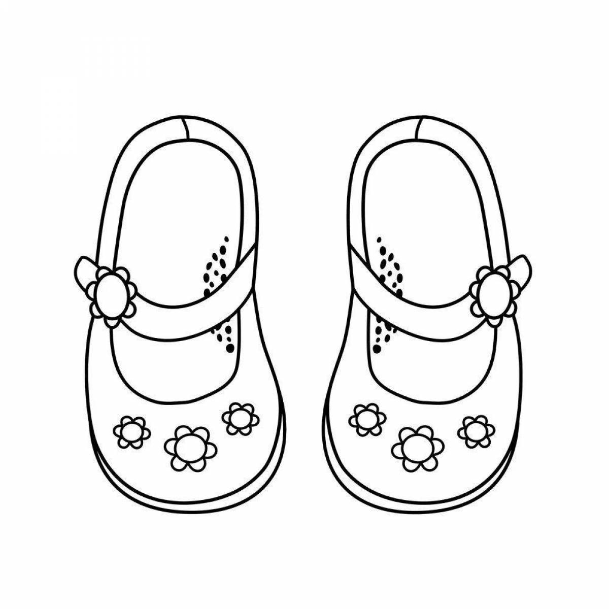 Coloring page dazzling shoes for children 4-5 years old