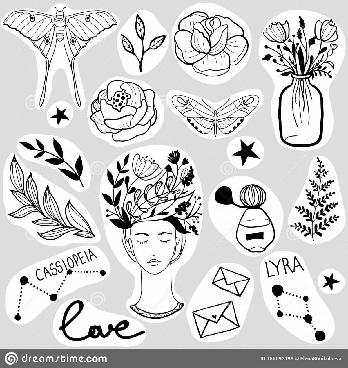 Exciting aesthetic sticker coloring
