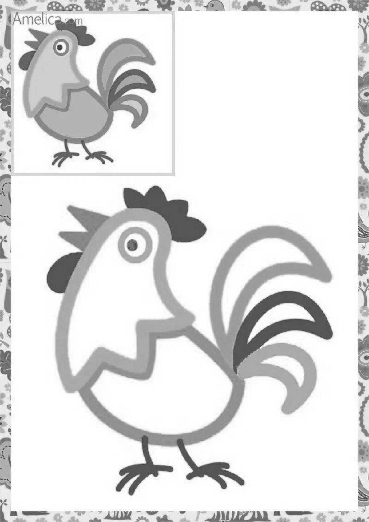 Coloring cockerel for kids 2-3 years old