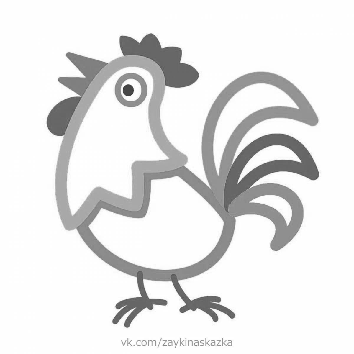 Coloring merry cockerel for kids 2-3 years old