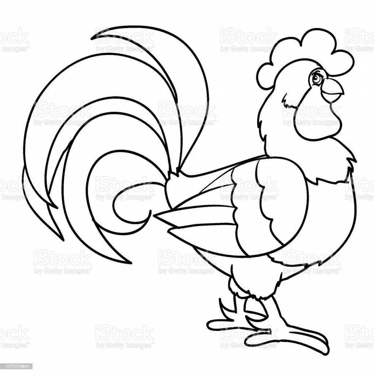 Adorable cockerel coloring page for 2-3 year olds