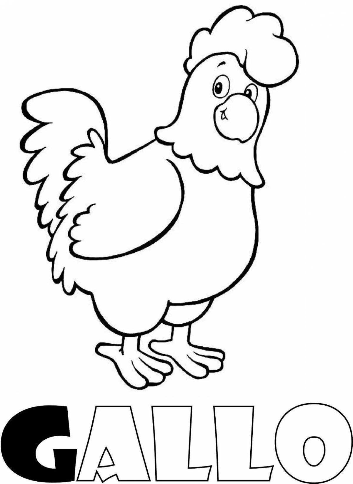 Coloring book magic cockerel for kids 2-3 years old