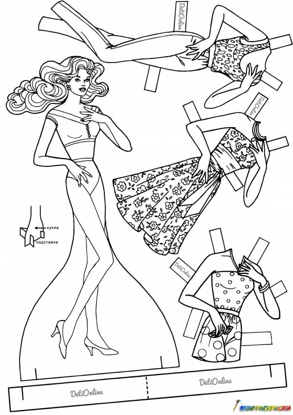 Coloring Pages Paper Doll Barbie With Clothes To Cut Out (38 Pcs 