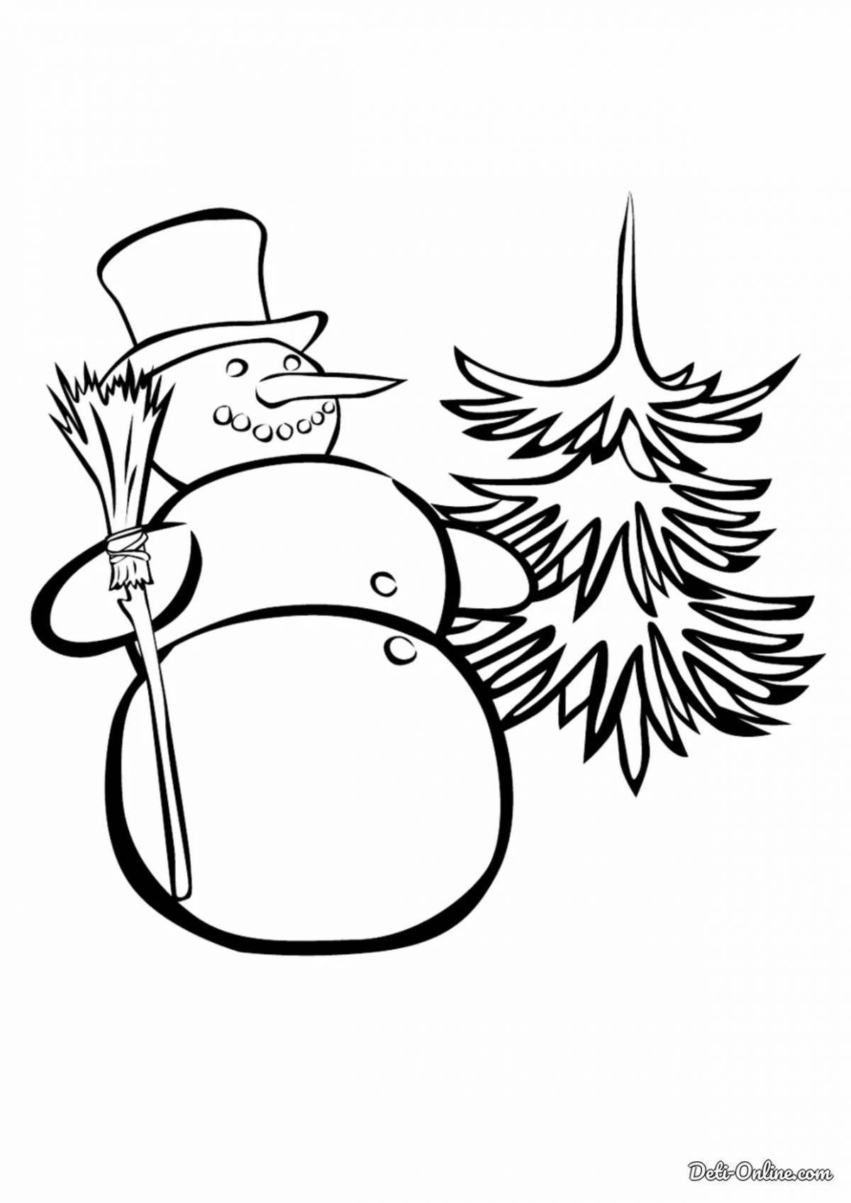 Трафарет Снеговик с елочкой