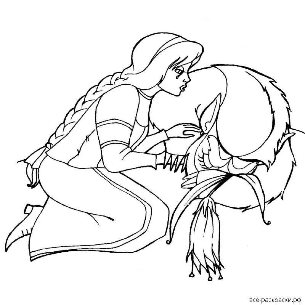 Иллюстрация к сказке Аленький цветочек Аксаков раскраска
