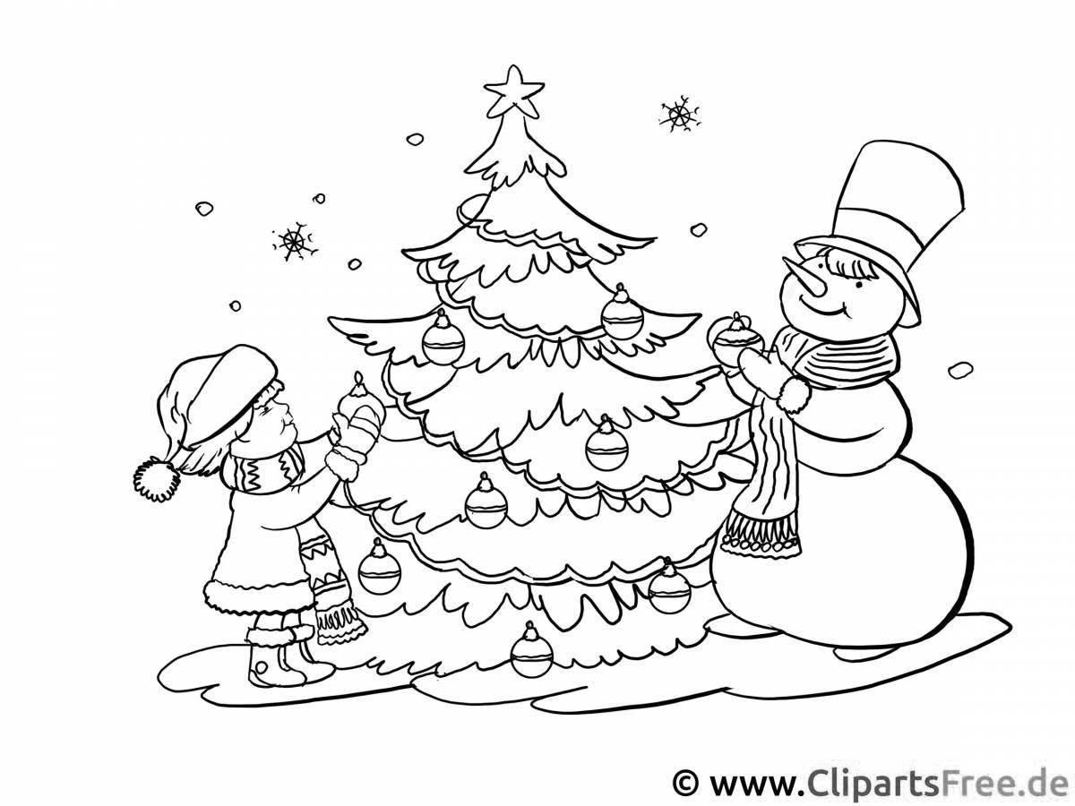 Coloring page happy snowman