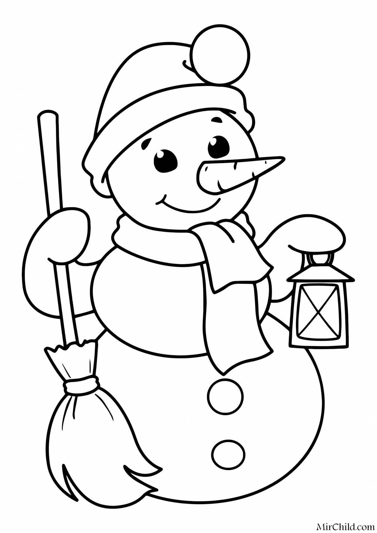 Fancy snowman coloring page