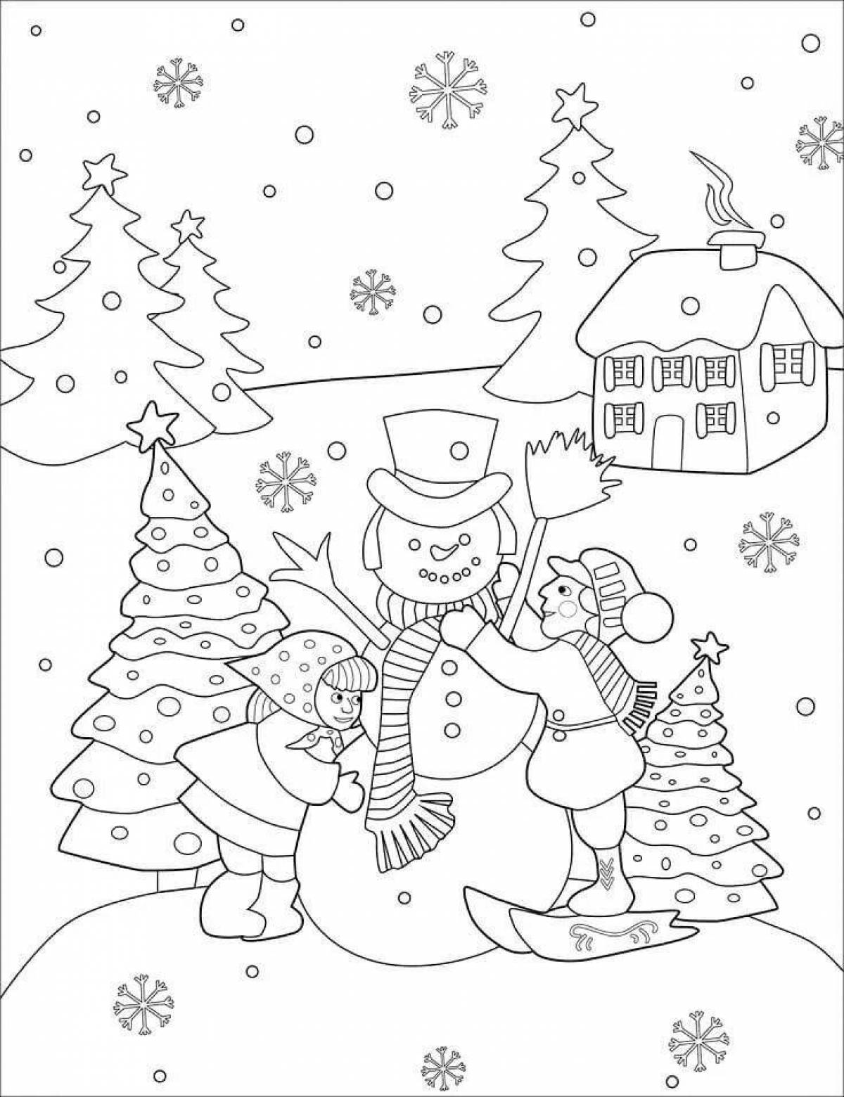 Animated snowman coloring page