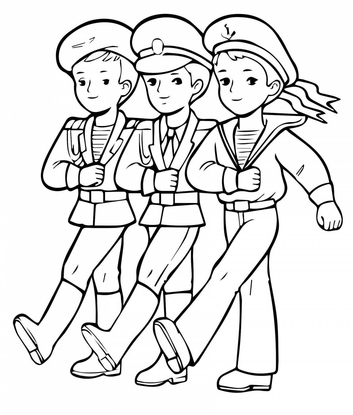 Раскраска славные солдаты для детей 6-7 лет