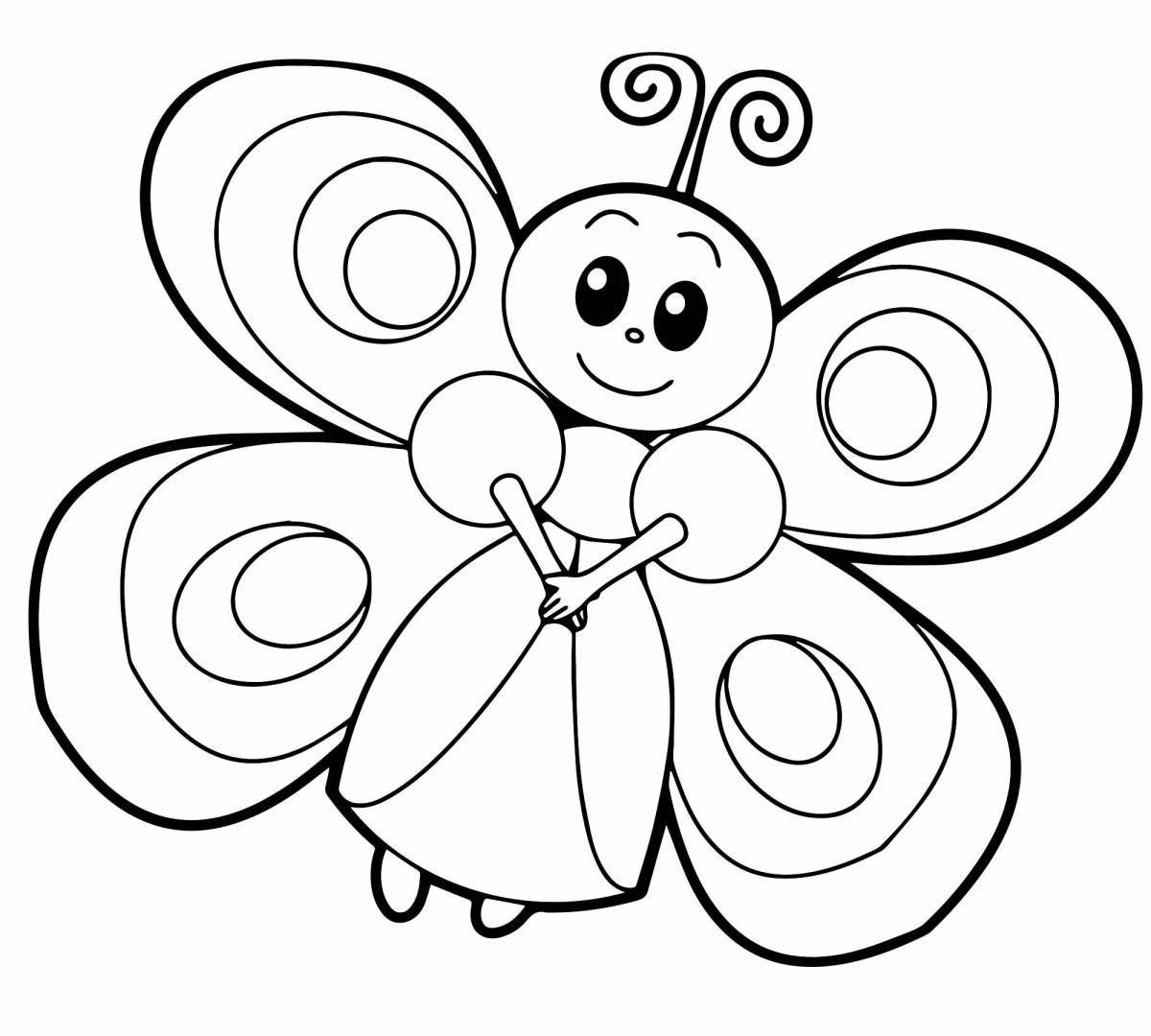 Милая бабочка-раскраска для детей