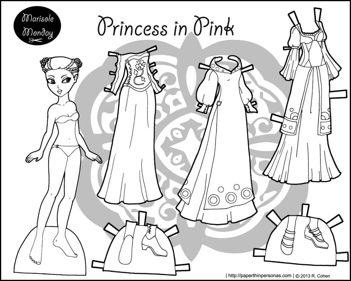 Cute coloring princess with clothes