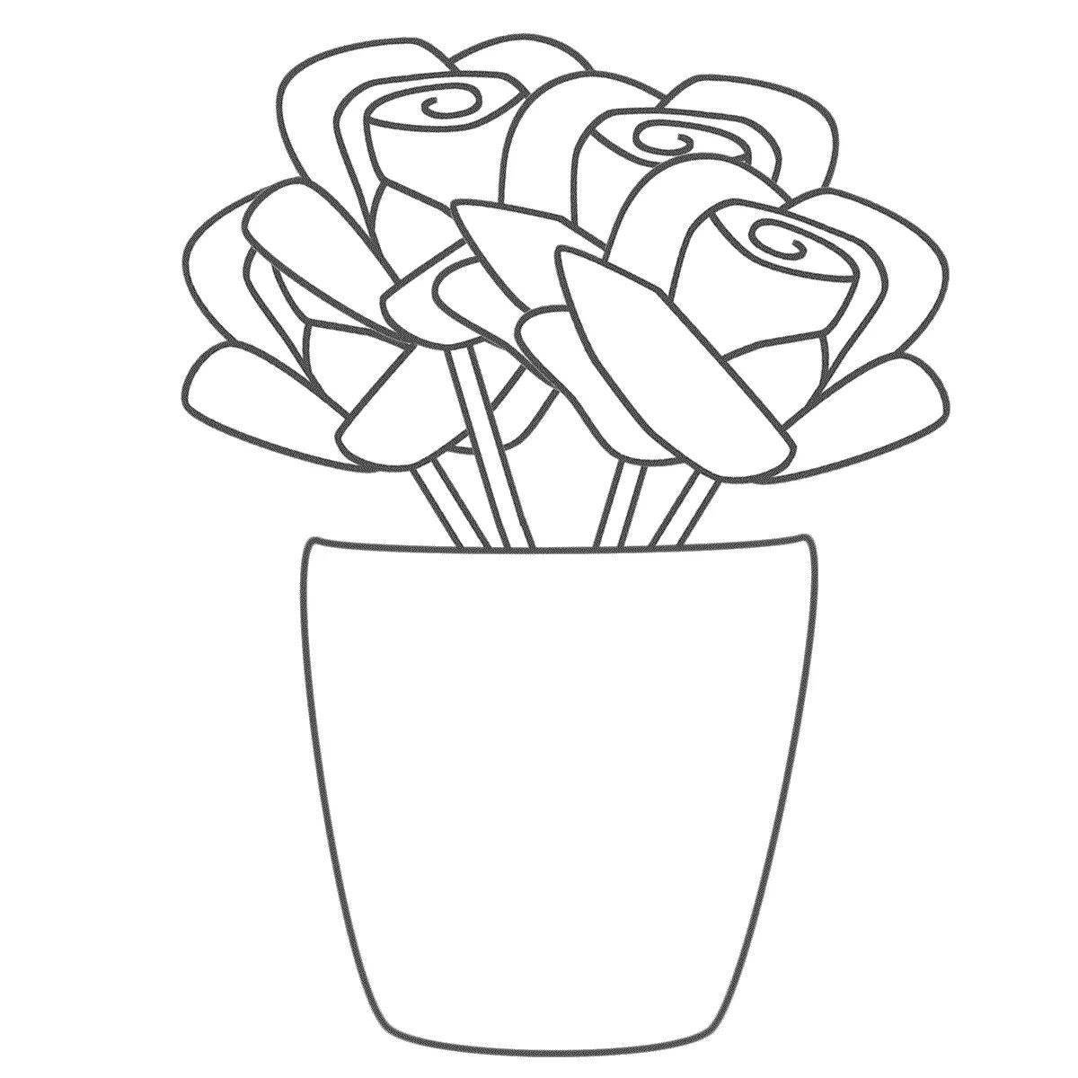 Dazzling vase of flowers coloring book for children