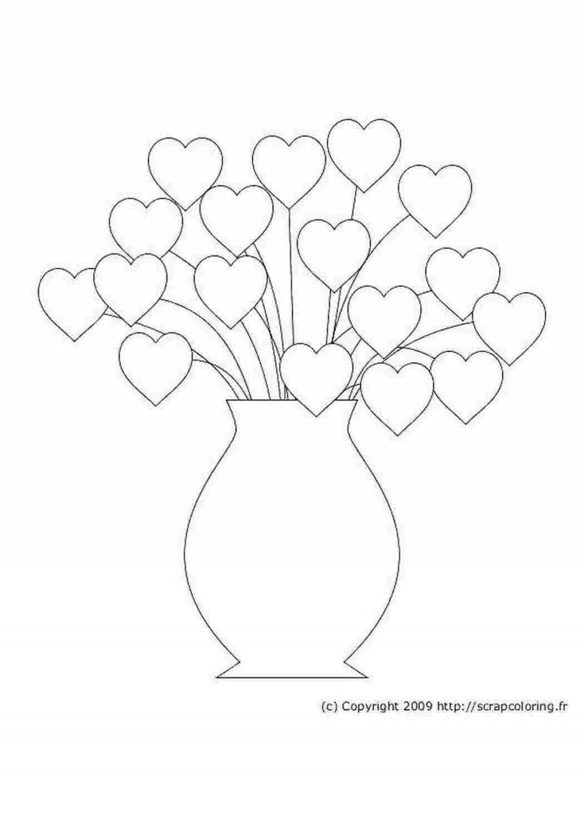 Luminous vase with flowers coloring book for children