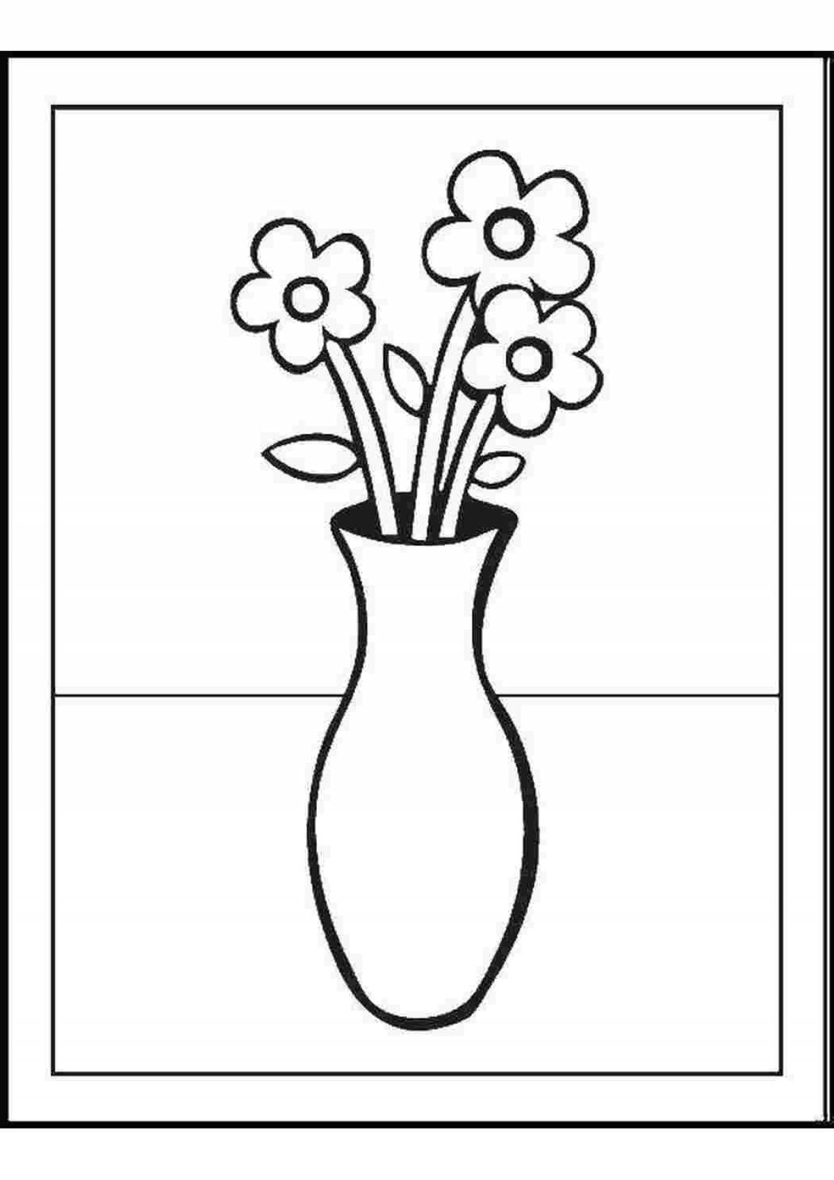 Great vase of flowers coloring book for kids