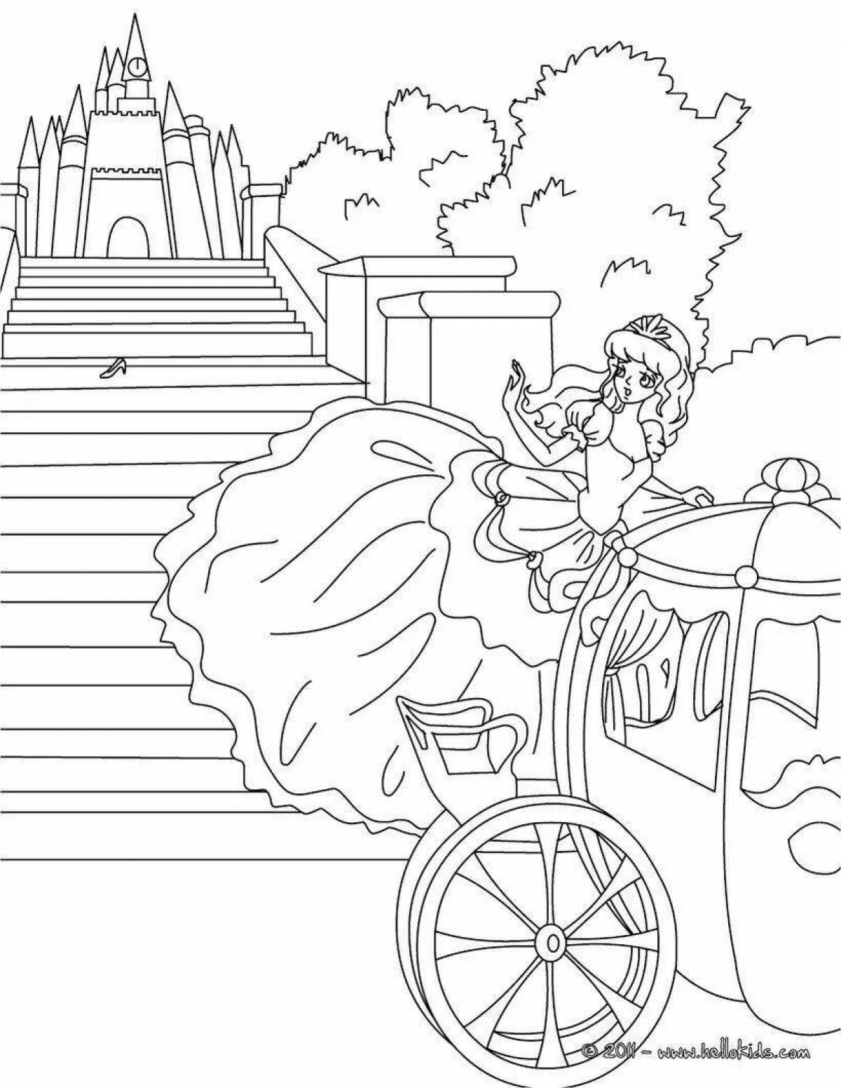 Coloring page charming cinderella and charles perrault