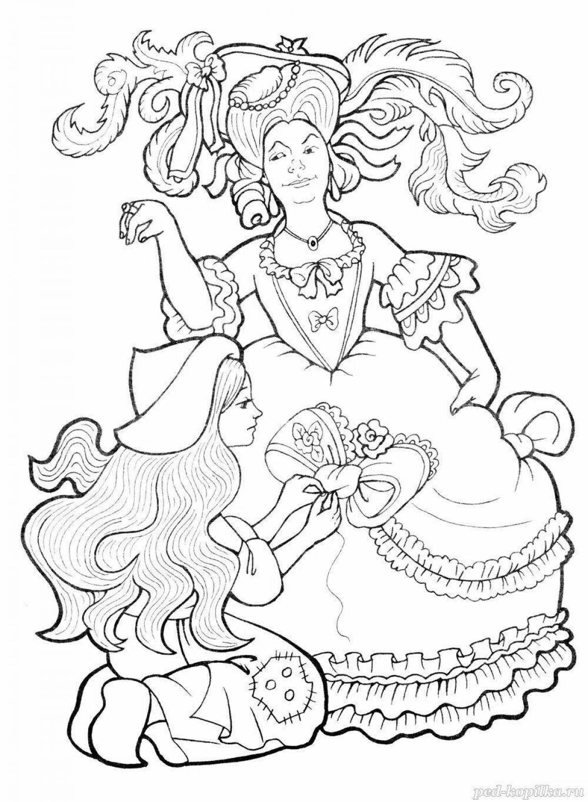 Coloring book amazing Cinderella and Charles Perrault