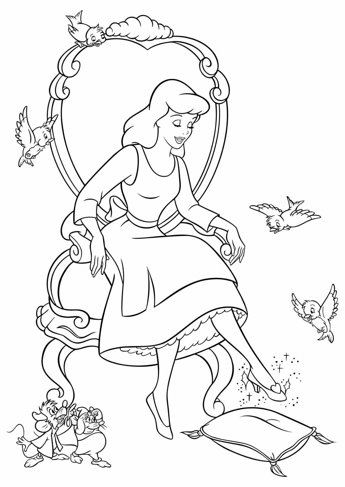 Coloring page divine cinderella and charles perrault