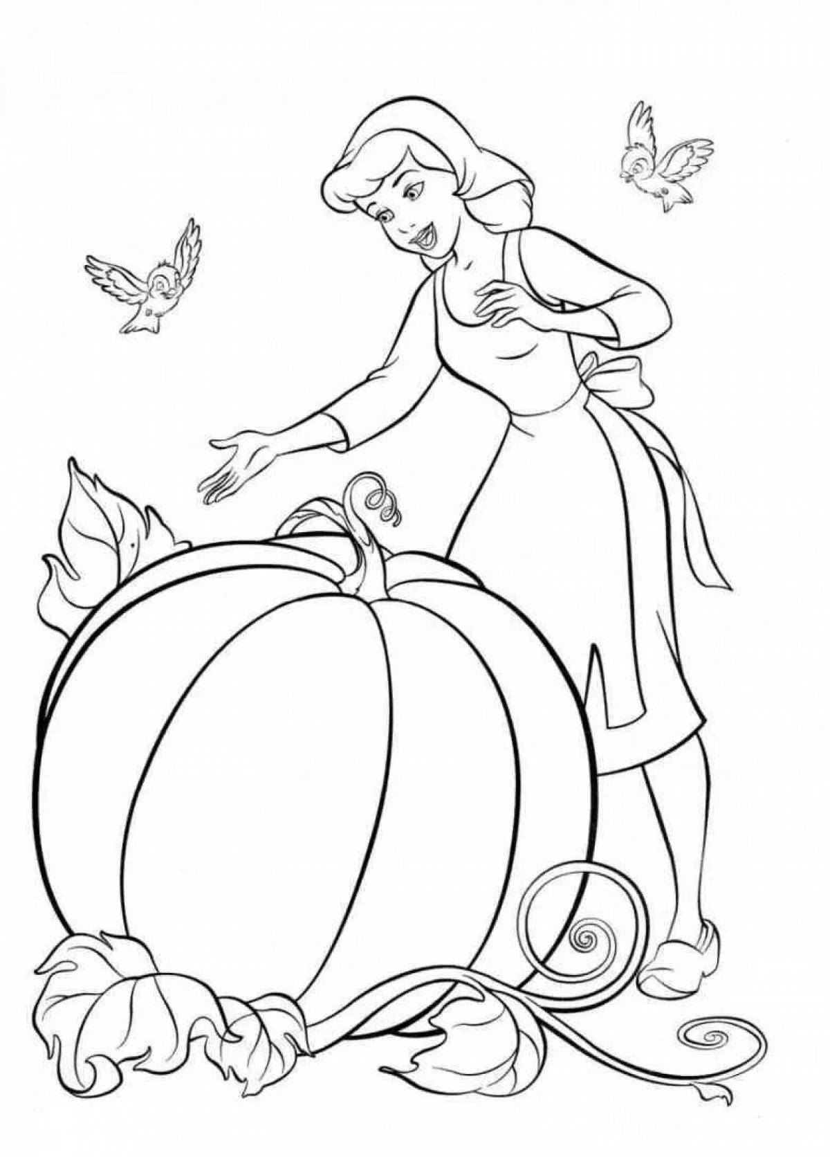 Bright Cinderella and Charles Perrault coloring book