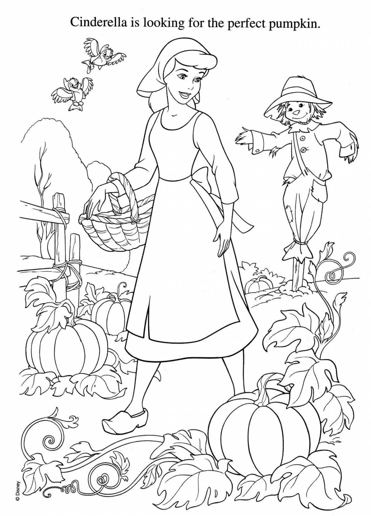 Colorful Cinderella and Charles Perrault coloring book