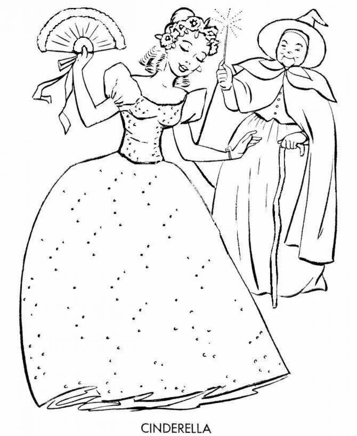 Cinderella and Charles Perrault coloring page