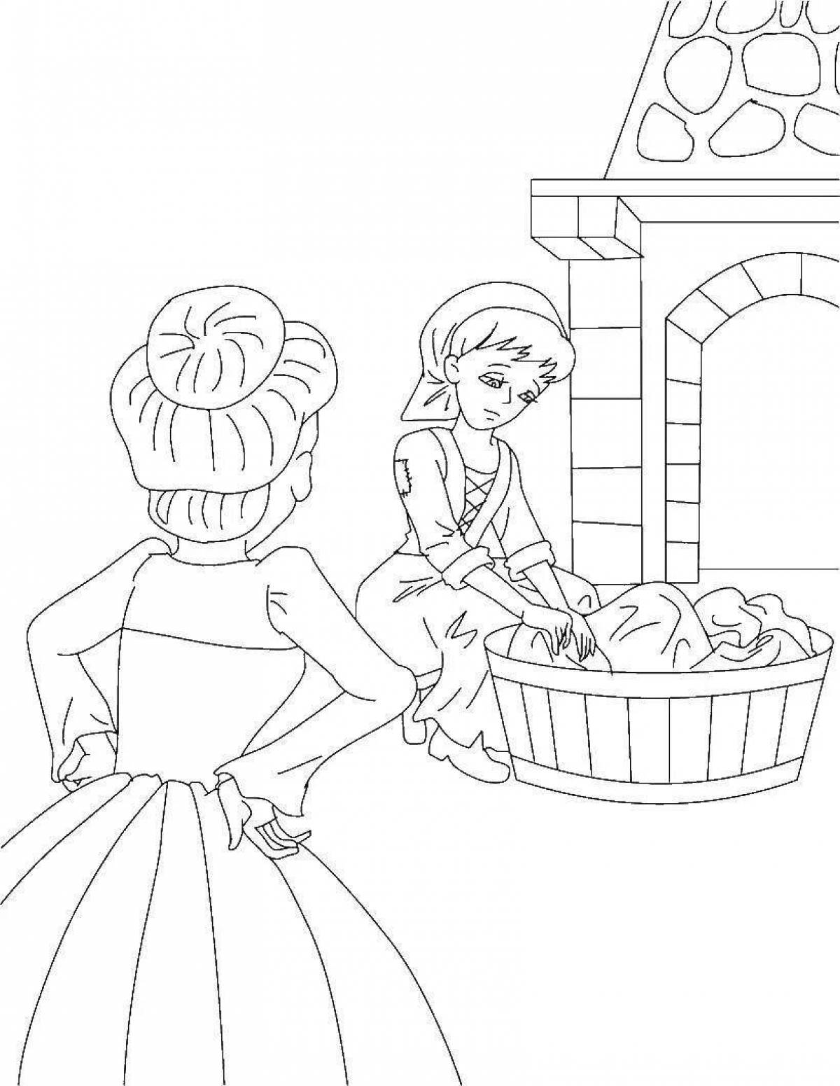 Elegant Cinderella and Charles Perrault coloring book