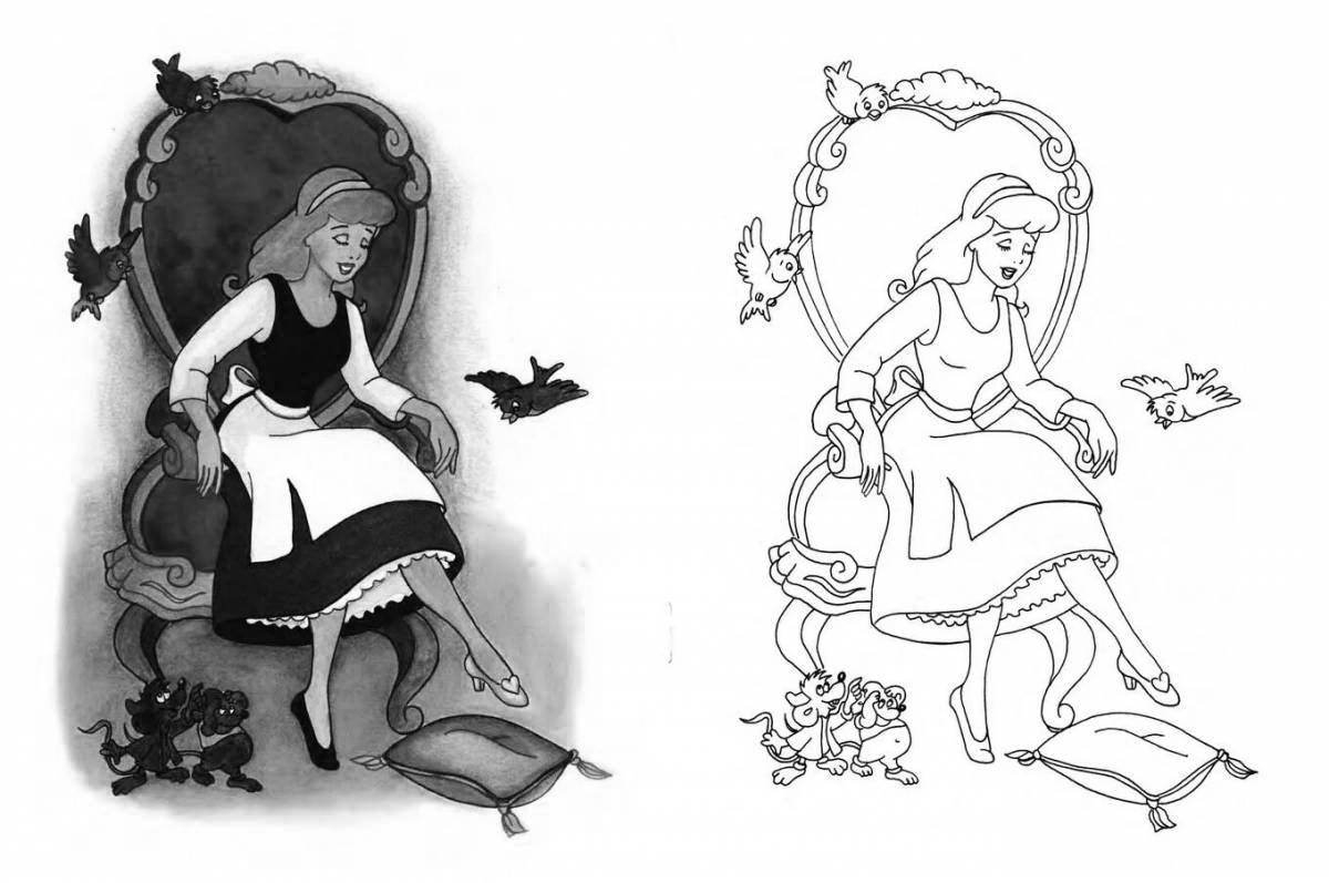 Coloring page blessed cinderella and charles perrault