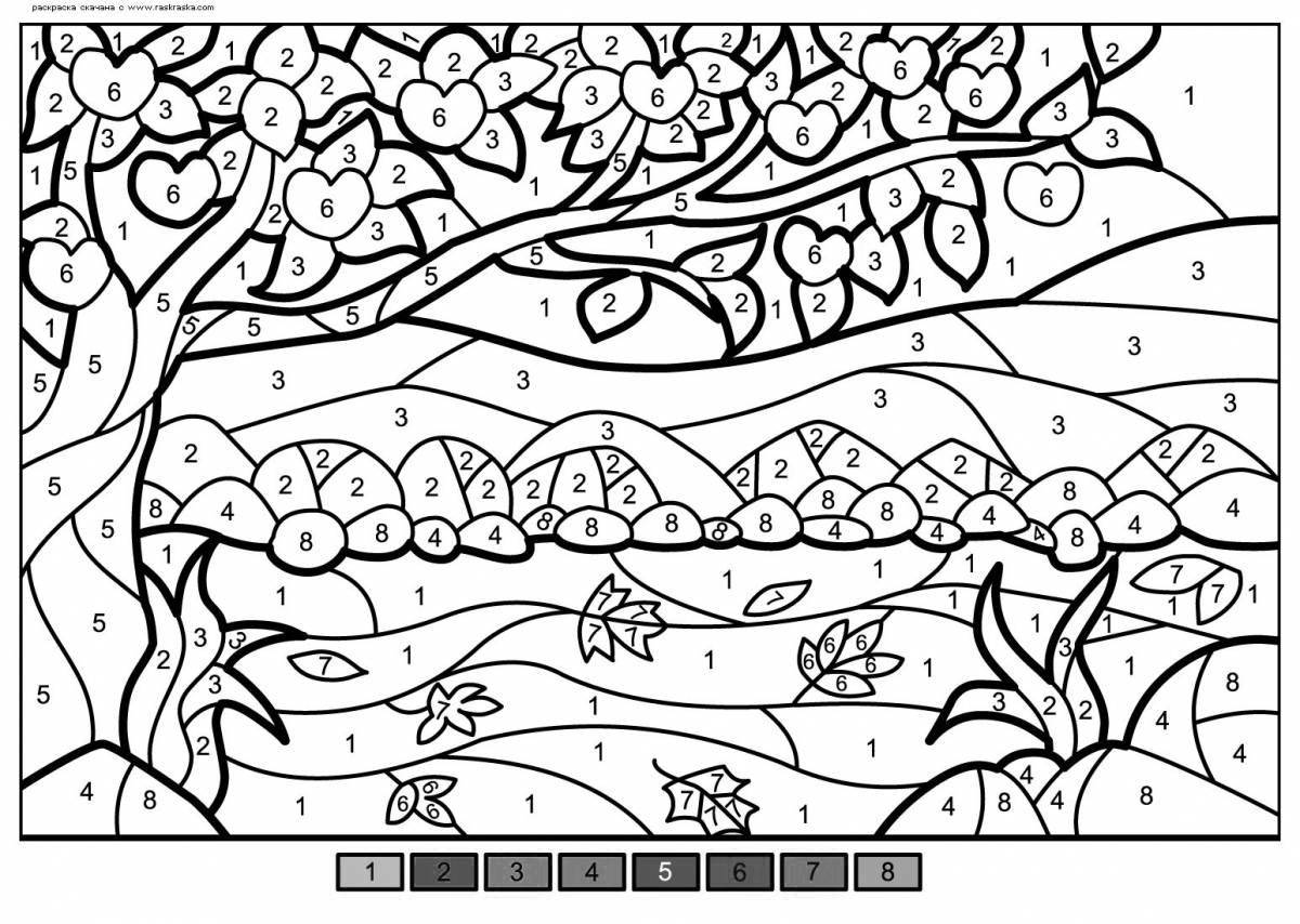 Radiant beautiful by numbers coloring page